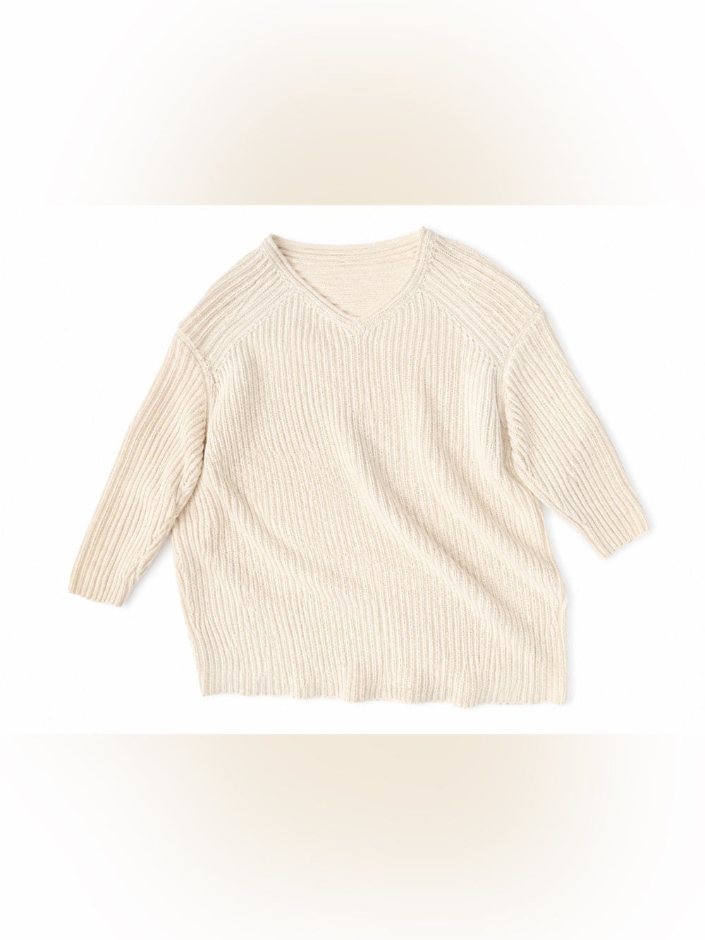 Lou & Grey Ribbed V-Neck Sweater - Cream